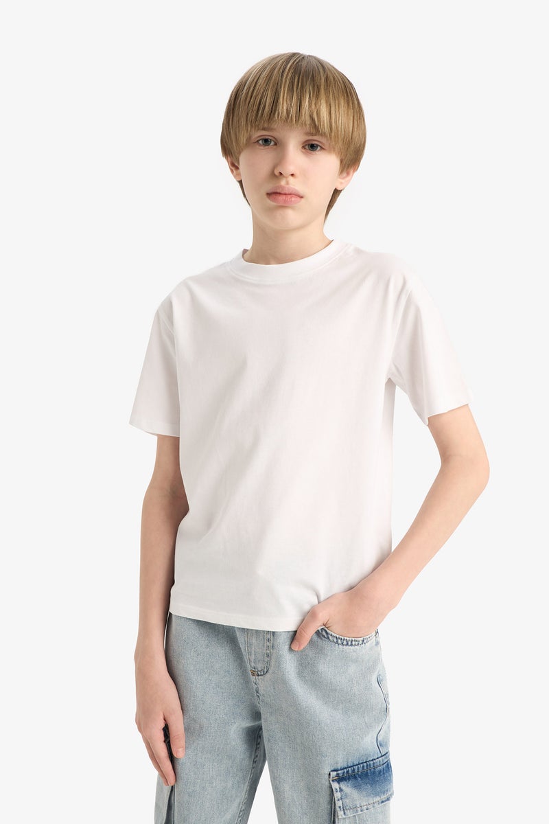 DeFacto White Boy Boy Crew Neck Basic Short Sleeve T-Shirt Casual - Image 4